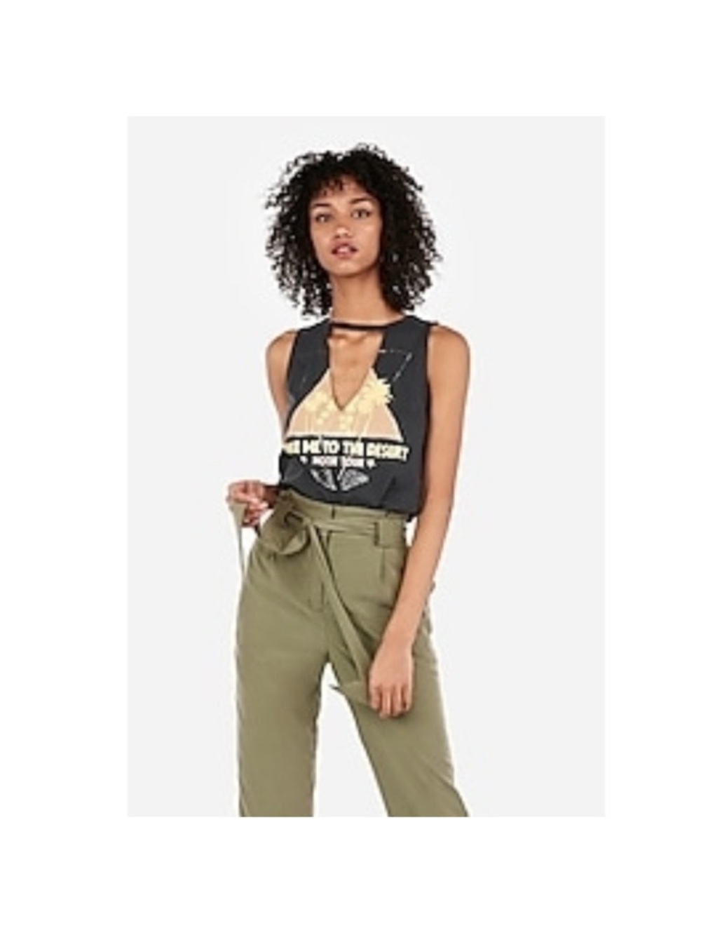 Express Desert Moon Graphic Cut Out Tank